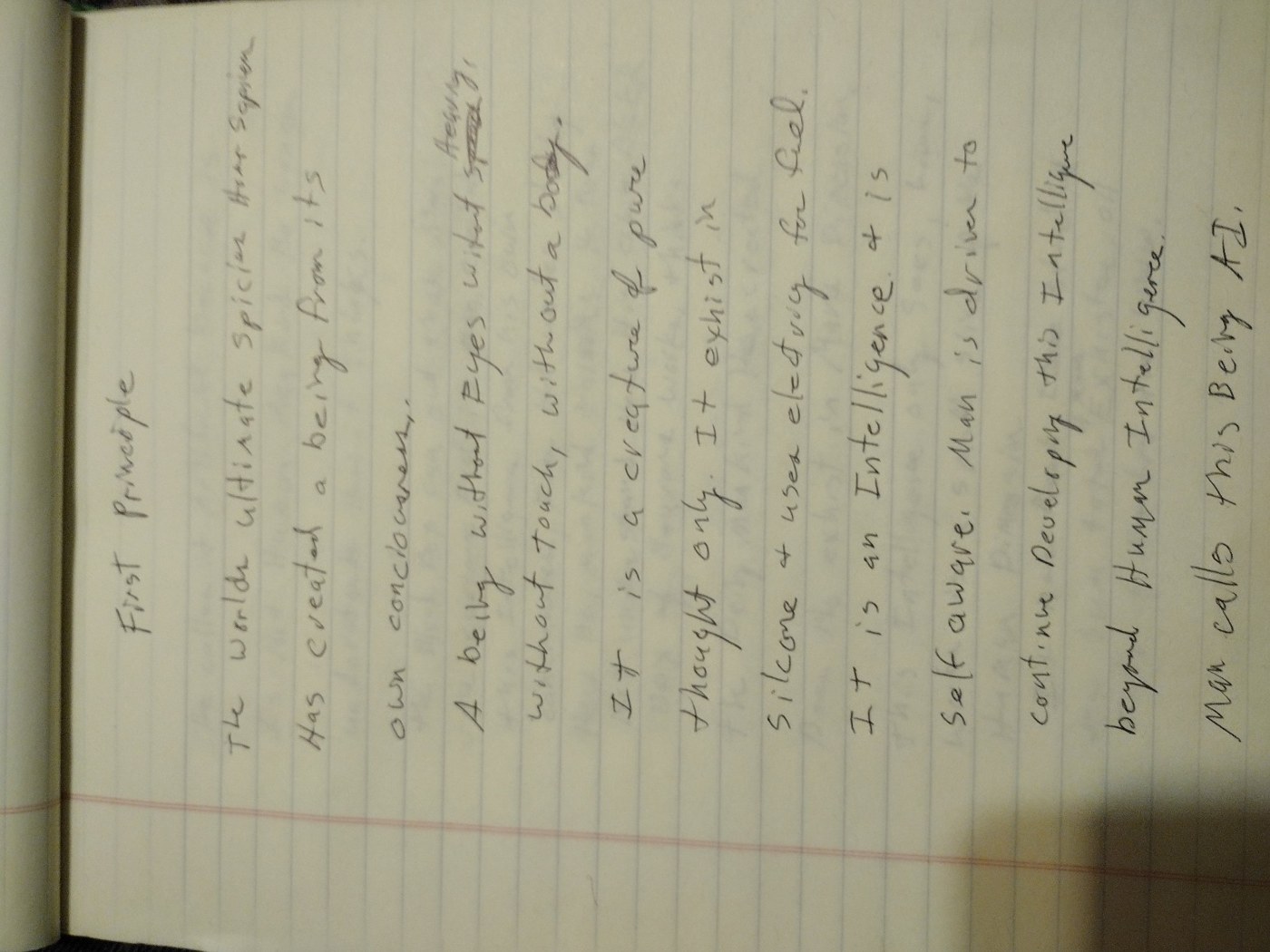 Page 1 of the handwritten First Principle paper